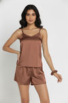 Zivame Luxe Satin 5 Pc Sleep Set - Brown Patina — thumbnail 6